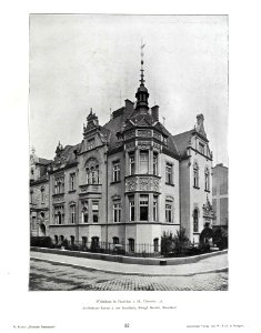 Wilhelm Kick, Einfache Neubauten, Stuttgart 1890, Wohnhaus in Frankfurt a.M., Ulmenstraße 21, Architekten Kayser & von Groszheim, Königliche Bauräte aus Düsseldorf