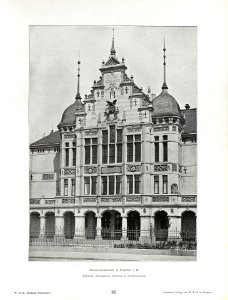 Wilhelm Kick, Einfache Neubauten, Stuttgart 1890, Goethe-Gymnasium in Frankfurt a. M., Architekt Bauinspektor Frobenius in Charlottenburg