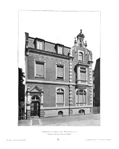 Wilhelm Kick, Einfache Neubauten, Stuttgart 1890, Villa in Frankfurt a. M., Windmühlstraße 8, Architekt Hermann Schaedel aus Frankfurt a. M.