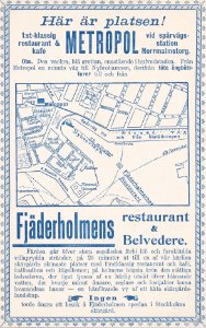 Wilhelm Rössbergs Metropol, annons, 1890-tal