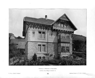 Wilhelm Kick, Einfache Neubauten, Stuttgart 1890, Wohnhaus in Bühlerthal bei Baden-Baden, Architekt Herm. Billing in Karlsruhe i. B.