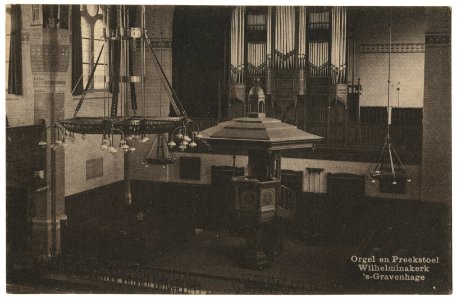 Wilhelminakerk, Den Haag, 1910, interieur photo