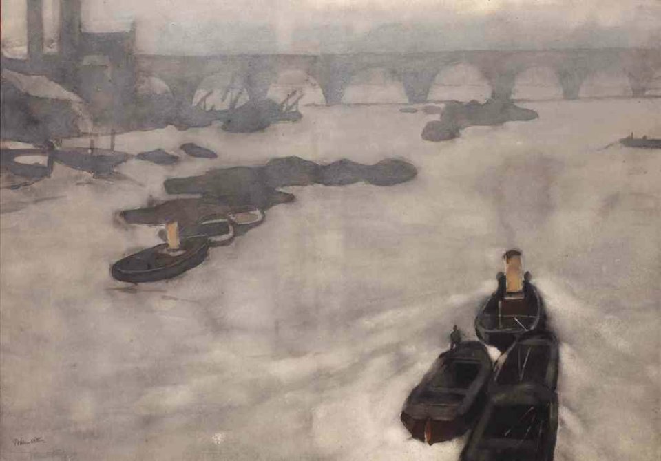 Willem Witsen Boats on the Thames in the fog London