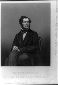 William Ewart Gladstone, 1809-1898, three-quarters length, seated, facing right LCCN2006686931