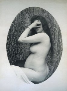 William Goldman, untitled (sitting prostitute in brothel, covering her face), 1892-1900, vintage gelatin silver print, 10.8 x 7.6 cm