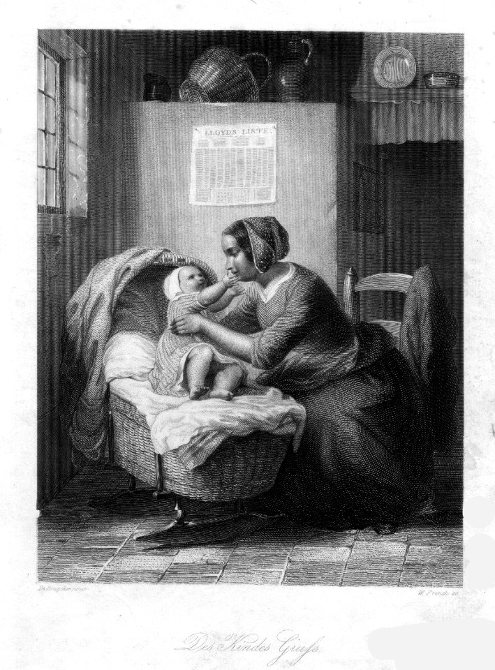 William French (1815-1898), Des Kindes Gruß, Stahlstich nach De Bruycker, D2295