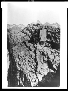 William Henry Jackson and another man with photographic equipment on mountain near Yellowstone Park, Wyoming, 1871-1878 LCCN93510825