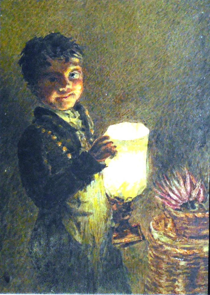 William Henry Hunt, Boy at a Vegetable Stall-Candlelight, c. 1827