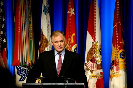 William J. Lynn at a Medal of Honor ceremony for Jared C. Monti at the Pentagon, Sept. 18, 2009