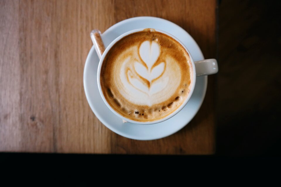 Espresso steamed milk coffee shop photo