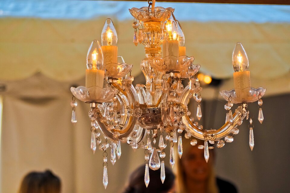 Light bulb crystal chandelier lamp photo