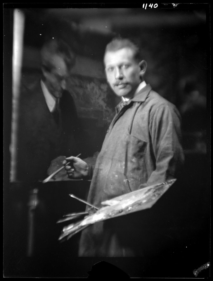 Williamson, J.M., Mr., painting an Arnold Genthe portrait, portrait photograph LOC agc.7a00329