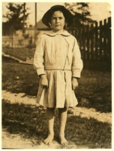 Willie Cherry, a 6 year old helper in Massey Hosiery Mill, Columbus, Ga. She has been going to school and helping her step-brother, Lawrence Webb, regularly after school. Her mother has LOC nclc.02849