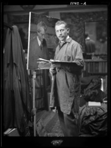 Williamson, J.M., Mr., painting an Arnold Genthe portrait, portrait photograph LOC agc.7a00330