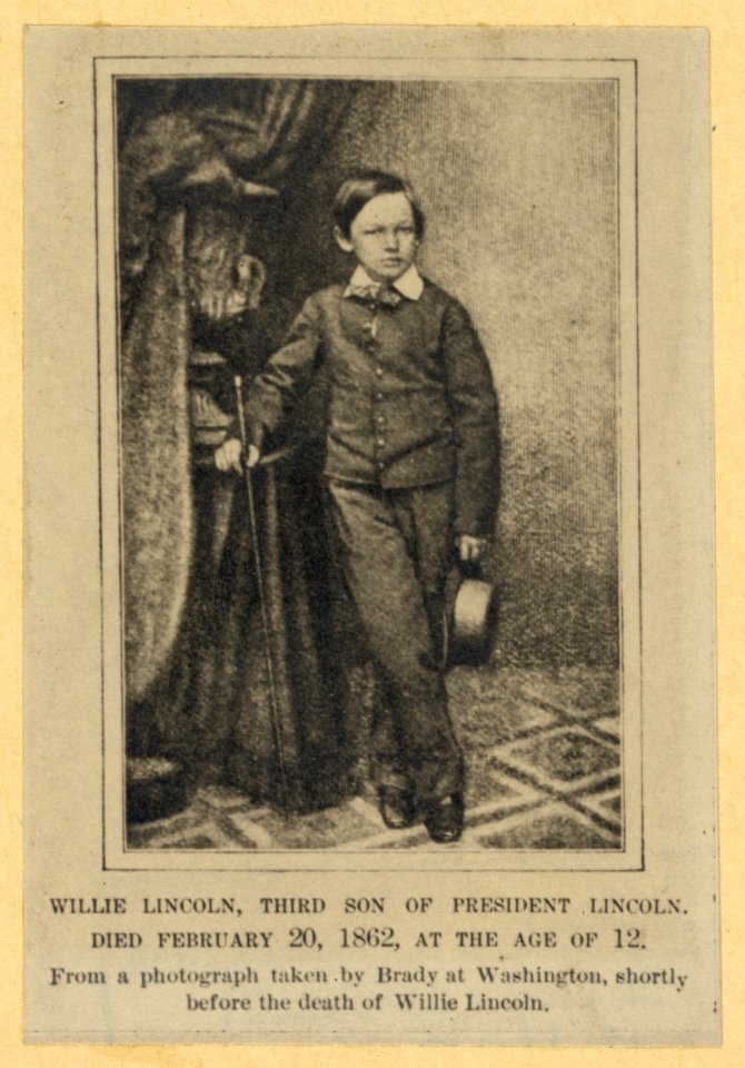 Willie Lincoln, third son of President Lincoln. Died February 20, 1862, at the age of 12 LCCN94508324