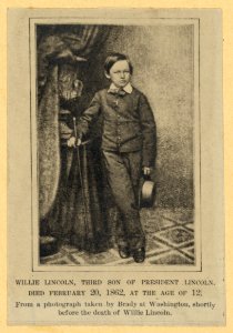 Willie Lincoln, third son of President Lincoln. Died February 20, 1862, at the age of 12 LCCN94508324