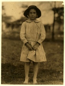 Willie Cherry, a 6 year old helper in Massey Hosiery Mill, Columbus, Ga. She has been going to school and helping her step-brother, Lawrence Webb, regularly after school. Her mother has LOC nclc.02850