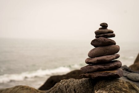 Meditation beach stacked photo