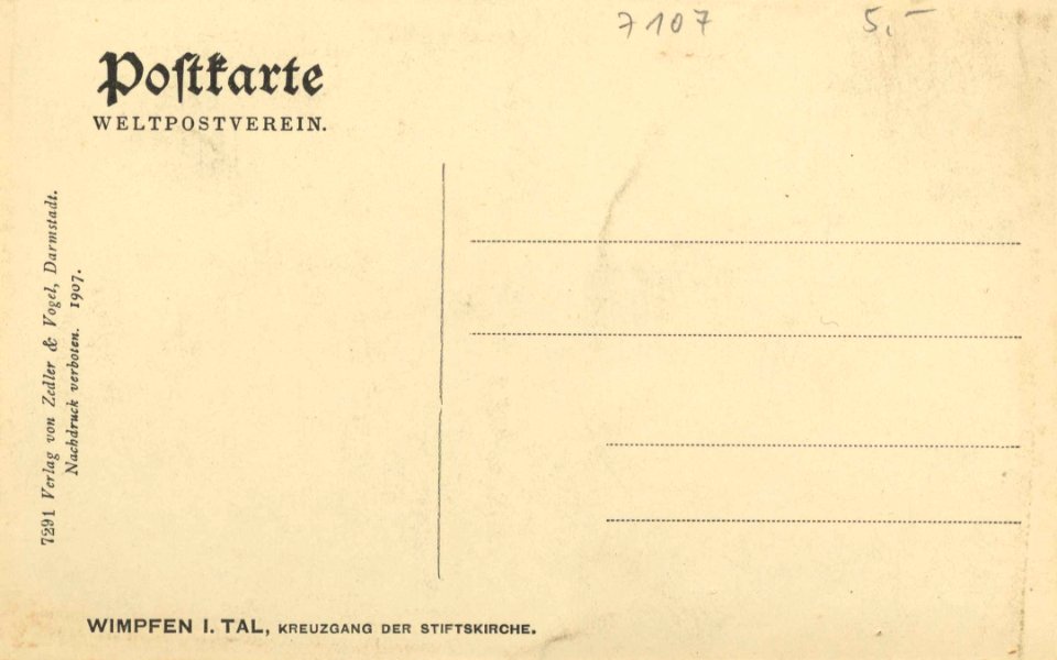 Wimpfen, Baden-Württemberg - Kreuzgang der Stiftskirche (back) (Zeno Ansichtskarten)