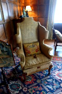 Wing-back armchair, 1689-1695, walnut and brocatelle - Packwood House - Warwickshire, England - DSC09025 photo