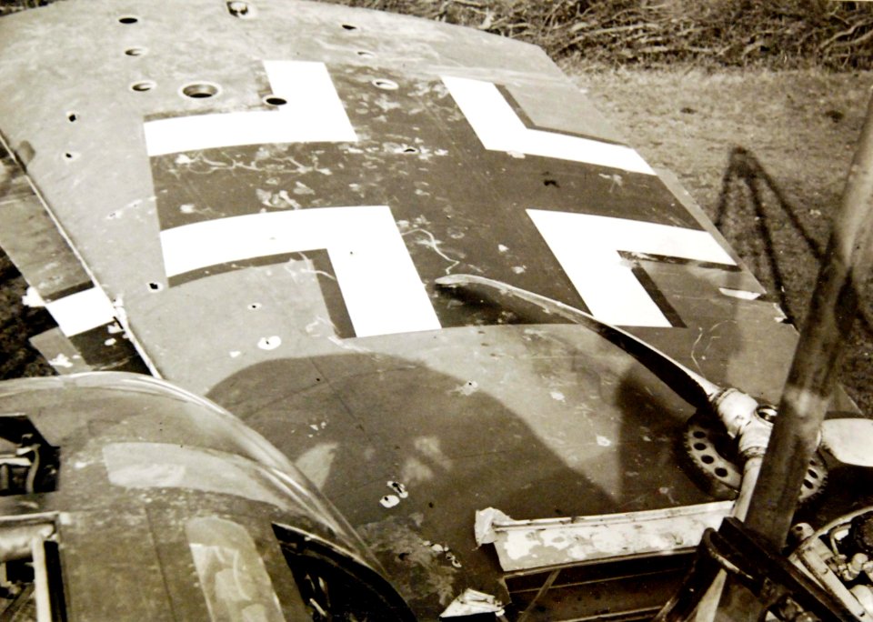 Wing of crashed German plane brought down by French aviators, WWII (33106622913)