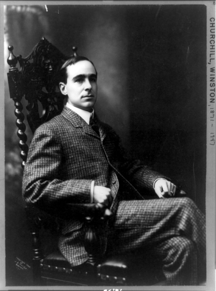 Winston Churchill, three-quarter length portrait, seated, facing right LCCN89706419
