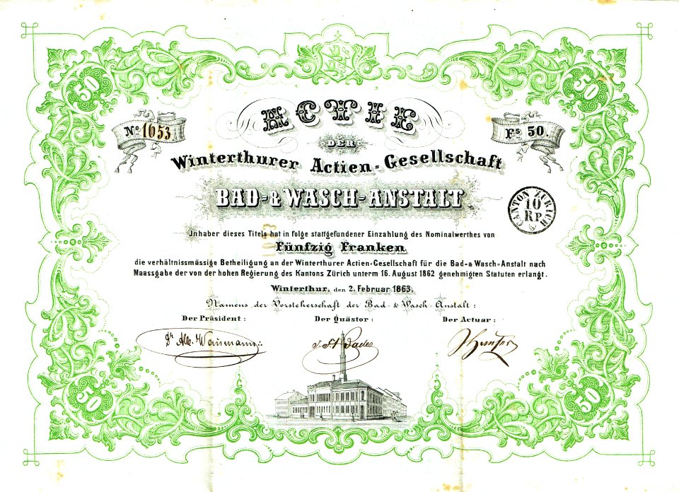 Winterthurer AG Bad-& Wasch-Anstalt 1863