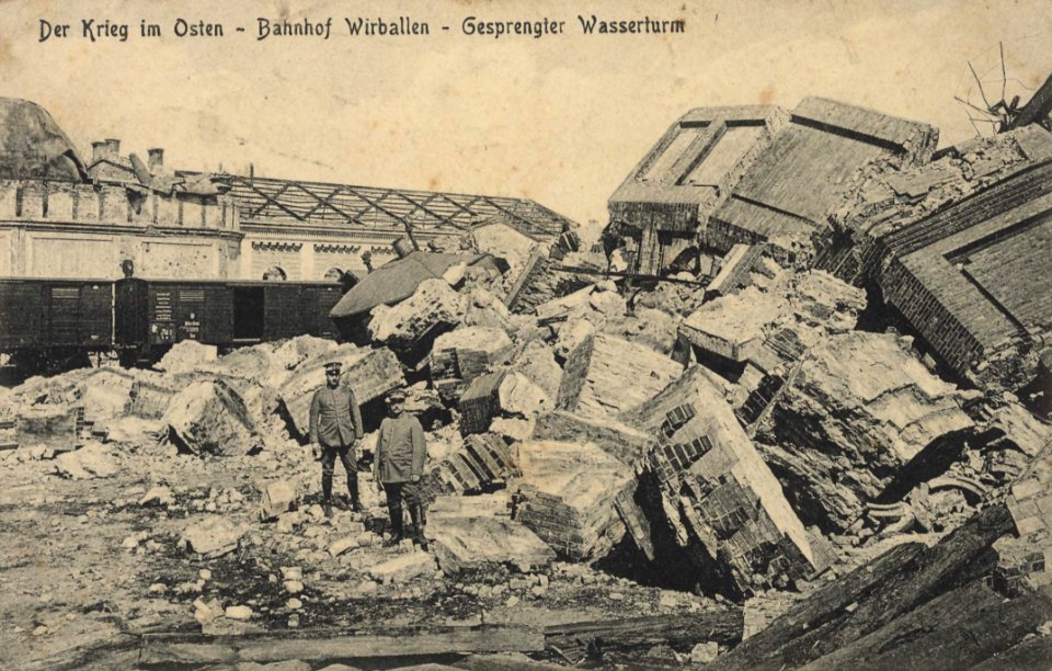 Wirballen, Ostpreußen - Bahnhof, Gesprengter Wasserturm (Zeno Ansichtskarten)
