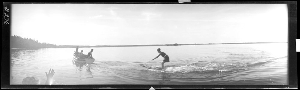 Wisconsin camp, wakeboarding on lake LCCN2017656473