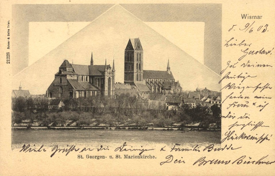 Wismar, Mecklenburg-Vorpommern - Georgenkirche und Marienkirche (Zeno Ansichtskarten)