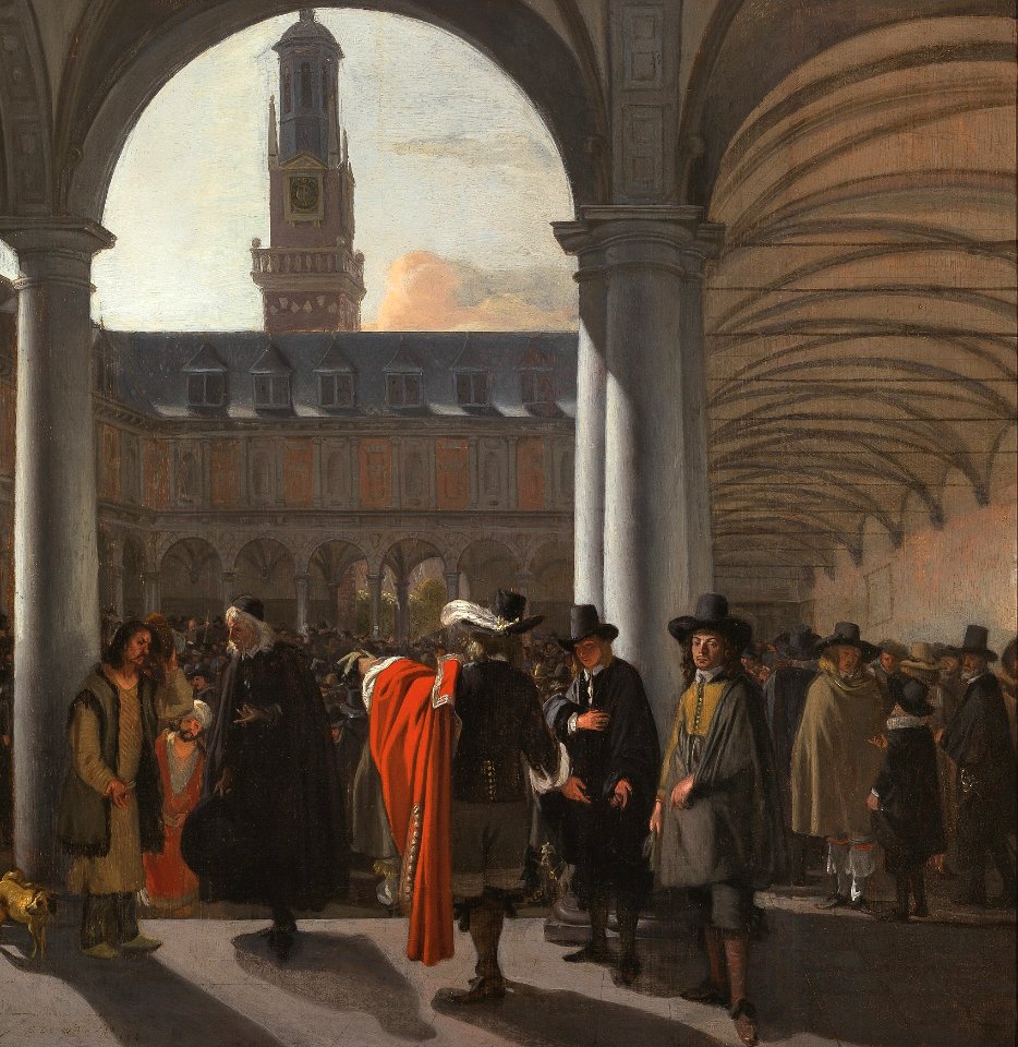The courtyard of the Beurs in Amsterdam, by Emanuel de Witte