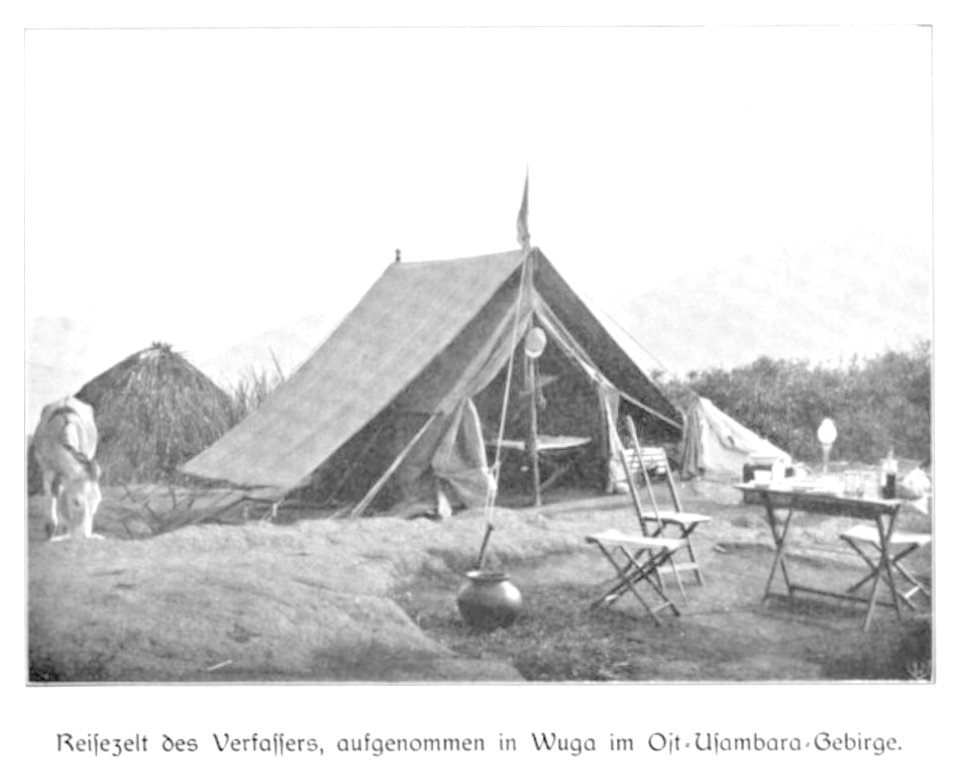 WOHLTMANN(1904) p095 Reisezelt des Verfassers - Rastplatz in Wuga, im Osten des Usambaragebirges