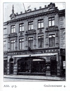 Wohn- und Geschäftshaus Grabenstraße 4 in Düsseldorf, erbaut 1888 von Hubert Jacobs & Gottfried Wehling für die Firma Gebrüder Mangold