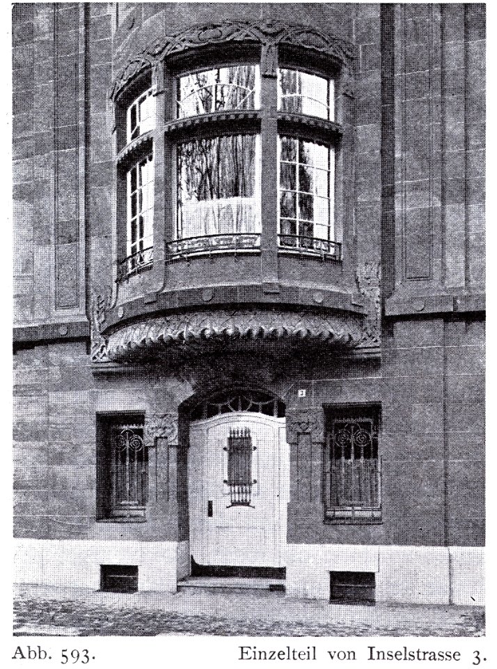 Wohnhaus Inselstraße 3 in Düsseldorf, erbaut vor 1904, Architekt E. Roeting, Straßenseite, Eingangsbereich photo