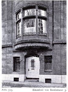 Wohnhaus Inselstraße 3 in Düsseldorf, erbaut vor 1904, Architekt E. Roeting, Straßenseite, Eingangsbereich