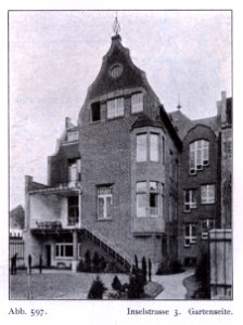 Wohnhaus Inselstraße 3 in Düsseldorf, erbaut vor 1904, Architekt E. Roeting, Gartenseite