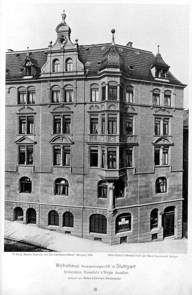 Wohnhaus Weissenburgstr. 2 B in Stuttgart, Architekten Eisenlohr & Weigle aus Stuttgart, Tafel 18, Kick Jahrgang I photo
