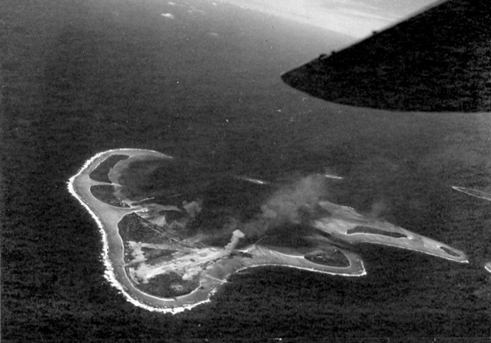 Woleai Island under attack on 1 April 1944 (NNAM.2007.084.001.036)
