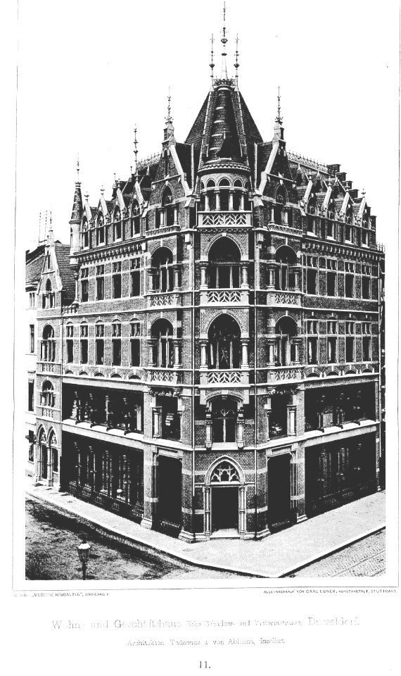 Wohn- und Geschäftshaus Ecke Schadow- und Victoriastraße, Düsseldorf, Architekten Thüshaus und von Abbema,Düsseldorf Tafel 11,Kick Jahrgang II