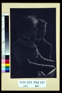 Woman and a man, facing right, half-length portrait LCCN2004676330 photo