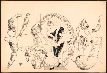 Woman clown. Acrobats on bars LCCN2018647630