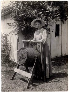 Woman churning butter