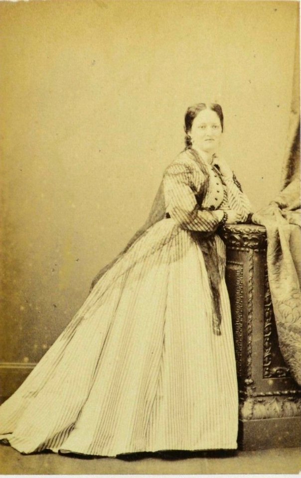 Woman in striped dress by T & J Holroyd (1)