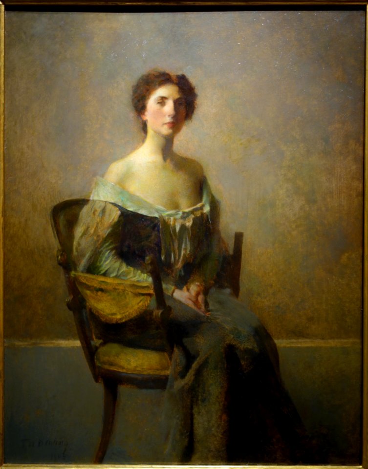 Woman in Purple and Green by Thomas Wilmer Dewing, 1905, oil on panel - New Britain Museum of American Art - DSC09495
