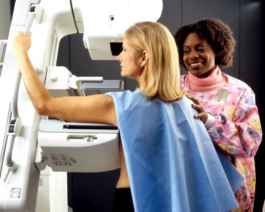 Woman receives mammogram (3) photo