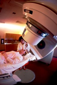 Woman prepared for radation therapy