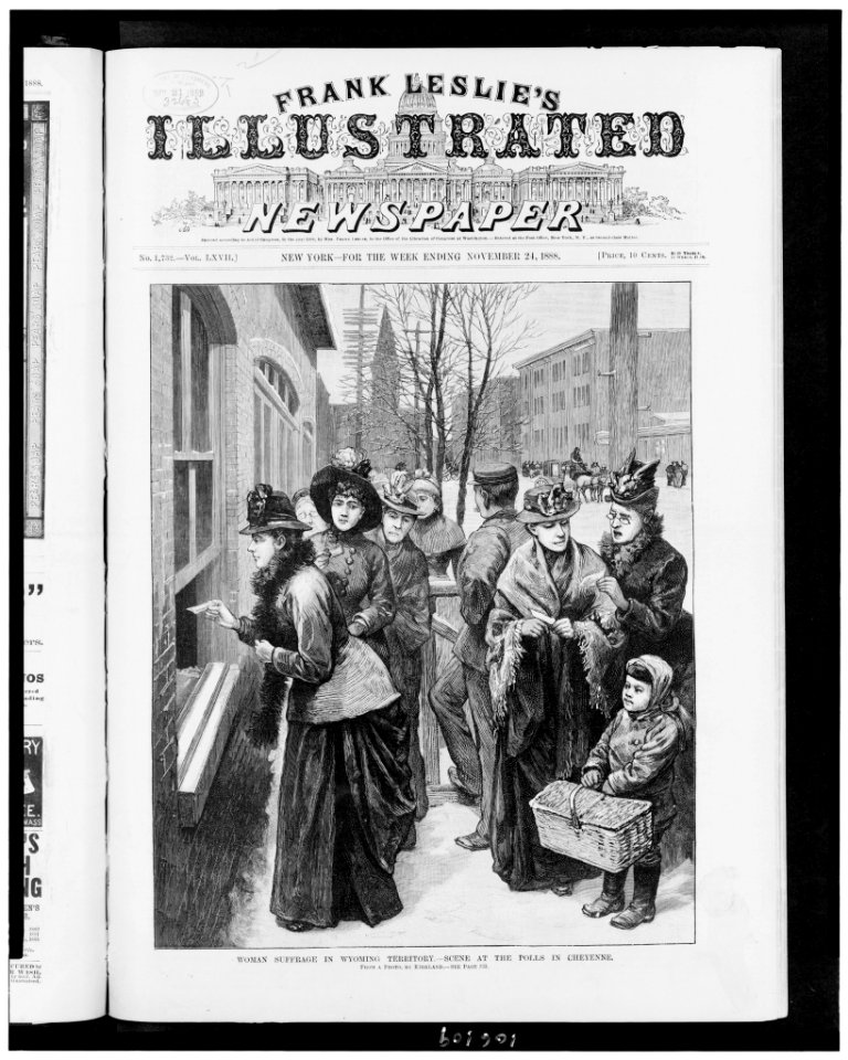 Woman suffrage in Wyoming Territory. - Scene at the polls in Cheyenne - from a photo. by Kirkland. LCCN92516129