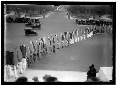 WOMAN SUFFRAGE AT CAPITOL WITH BANNERS LCCN2016867183 photo