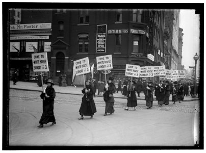 WOMAN SUFFRAGE. MARCHING WITH INV. SIGNS LCCN2016867267