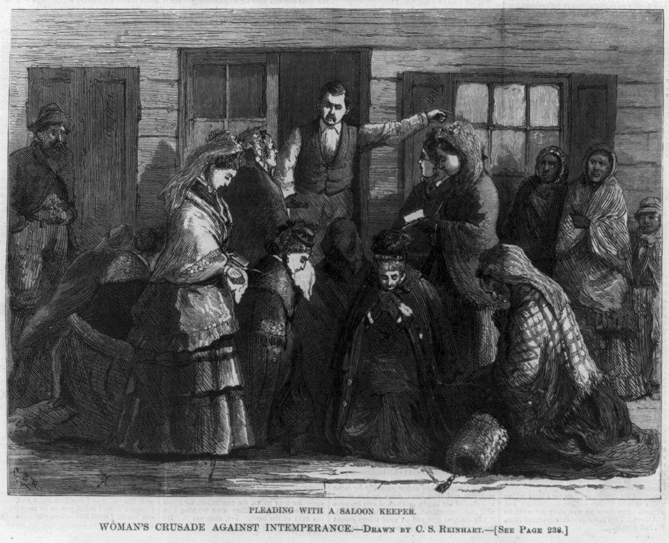 Woman's crusade against intemperance. Pleading with a saloonkeeper LCCN99614202